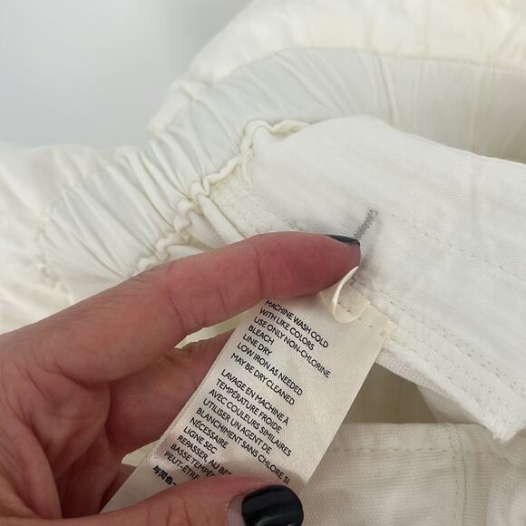 Free People Margate Pleated Trousers Pants White Small Paper Bag High Rise Ankle - Picture 12 of 15